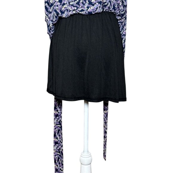 Floral Print High-Low Wrap Dress With Elastic Waist Short Sleeves Tie By Rokoko - Picture 10 of 11